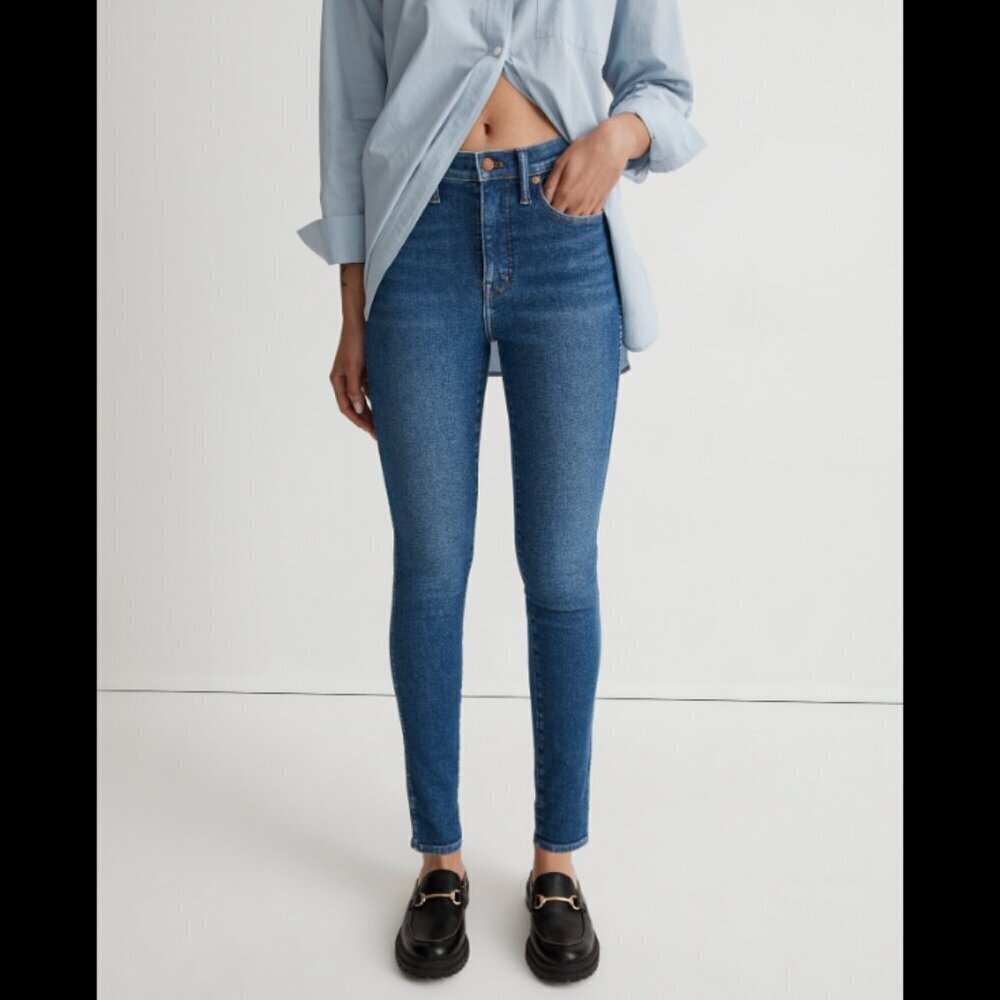 Madewell Women's Sz 27 Tall 10" High Rise Skinny Jean Medium Wash Stretch Cotton
